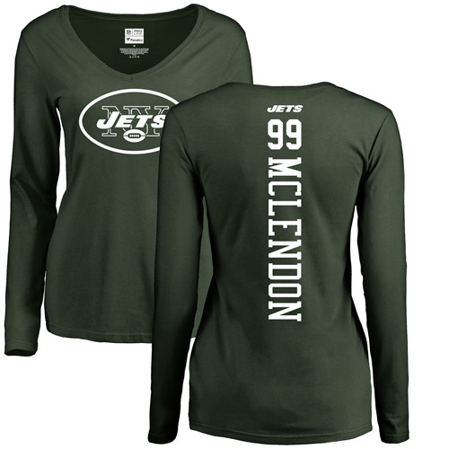 New York Jets Green Women Steve McLendon Backer NFL Football #99 Long Sleeve T Shirt->nfl t-shirts->Sports Accessory